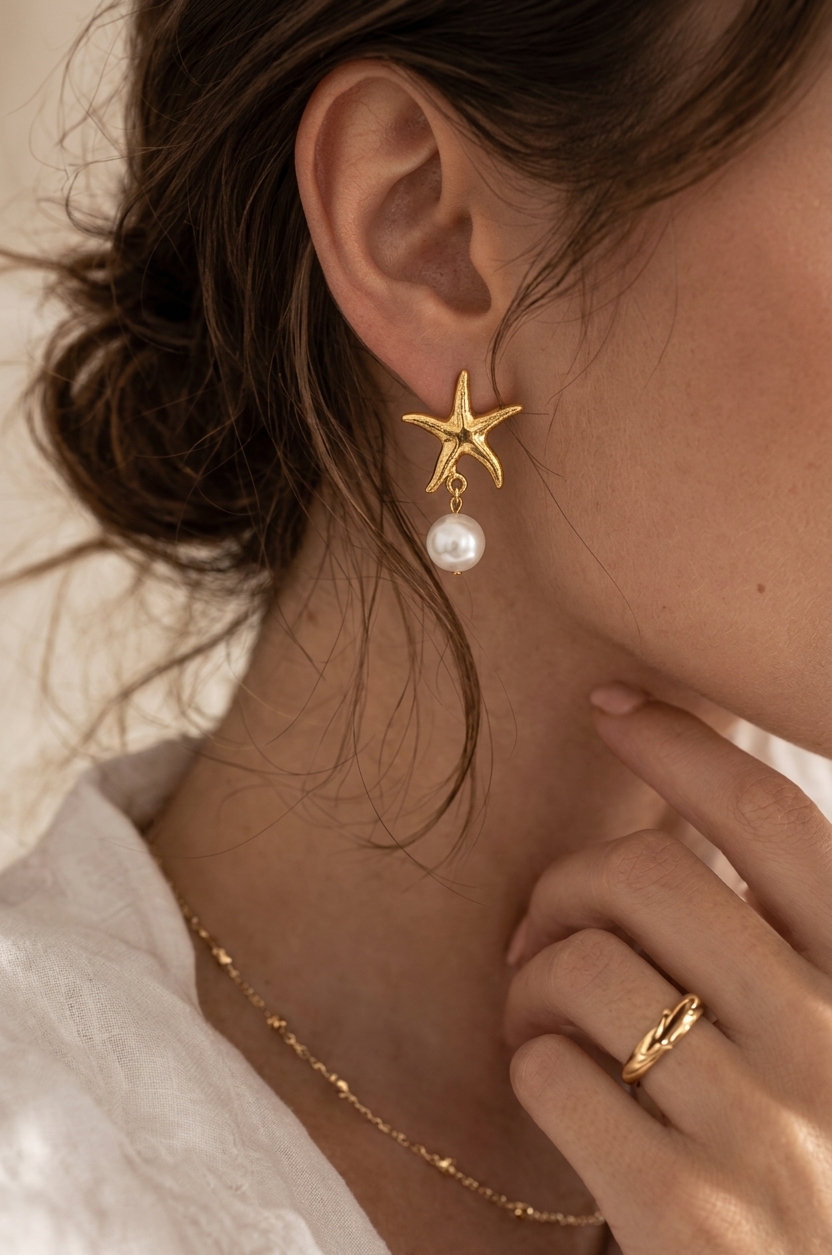 Arete Estrella con perla